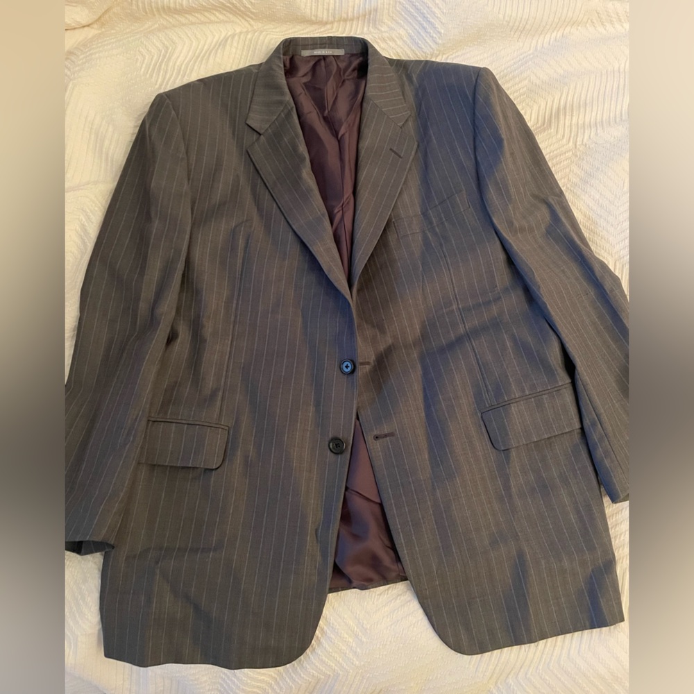 FULL SUIT Hickey Freeman Men's Gray Pinstripe XL Pants: Waist 40 Jacket 30.5 L